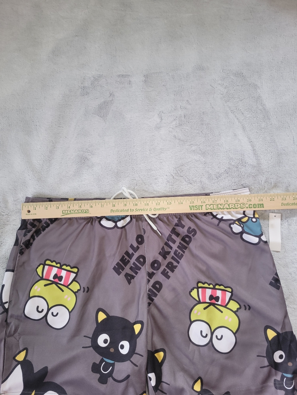 Hello Kitty & Friends Sanrio Mens XL (40-42) Drawstring Pull On Gray Shorts - Picture 2 of 13